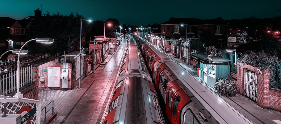 trains at night, transportation, terminal, train station, vehicle HD wallpaper