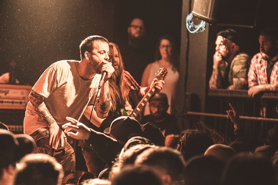 man singing on stage, human, person, people, st. john's, canada, HD wallpaper
