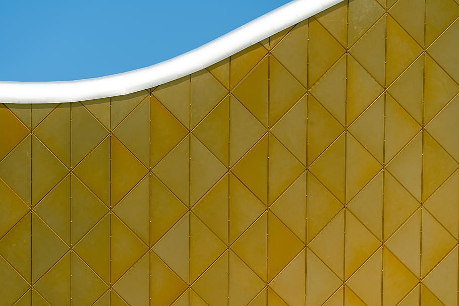 Yellow Wall, architecture, building, design, geometric, pattern HD wallpaper