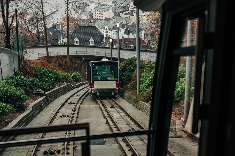 white train, vehicle, transportation, rail, railway, train track HD wallpaper