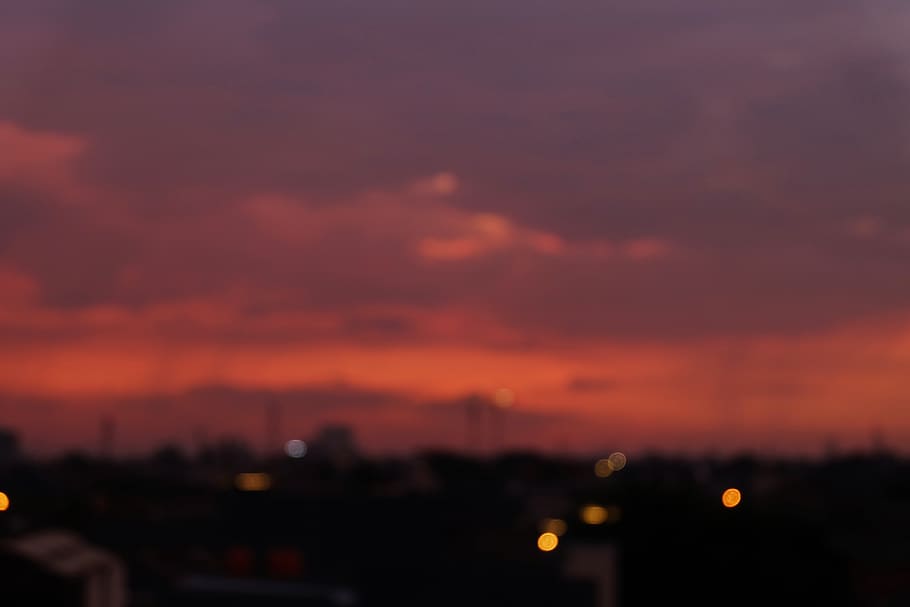 sky, sunset, bokeh, fujifilm, x-a2, cloud, red, city, cloud - sky HD wallpaper