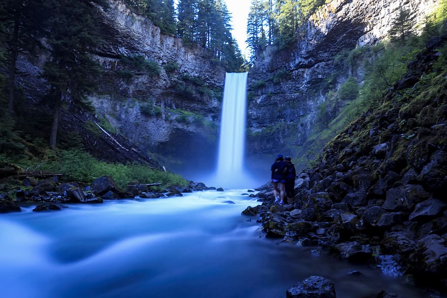 long exposure, river, tree, forest, waterfall, whistler, scenics - nature HD wallpaper