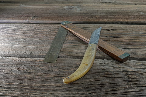 tool, knife, folding rule, work, workshop, wood - material HD wallpaper