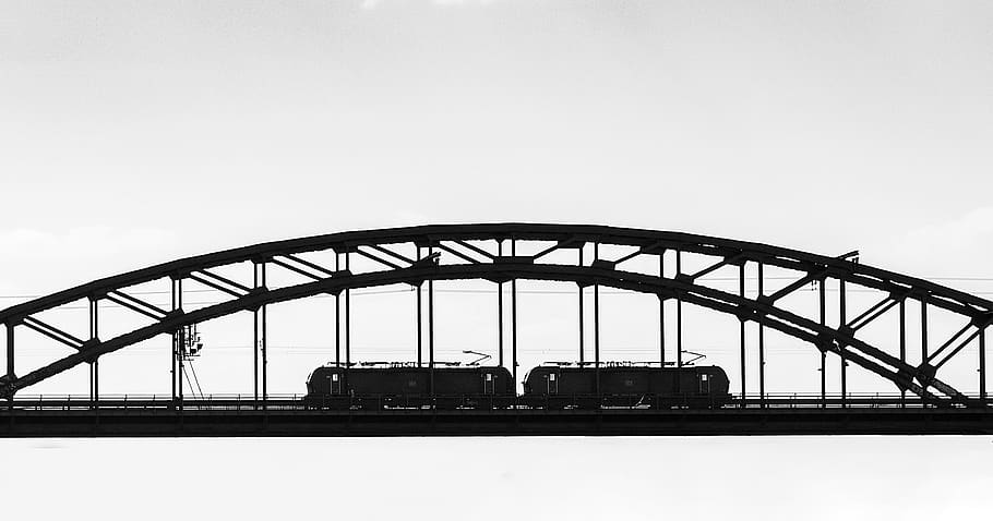 bridge, rheinbrücke, cologne, train, railway, transportation HD wallpaper