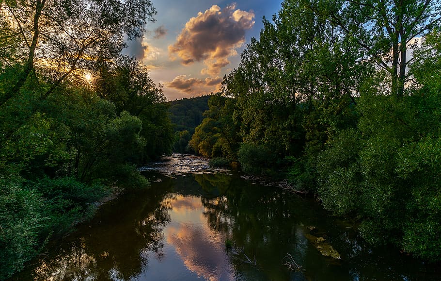 nature, river, landscape, water, sunset, scenic, beautiful HD wallpaper