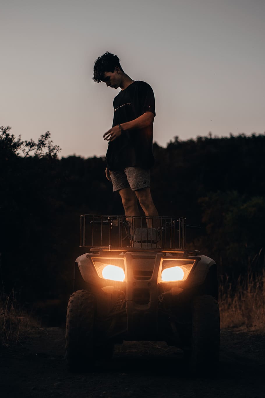 man standing on ATV, human, person, clothing, apparel, machine HD wallpaper