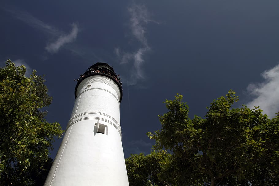 key west, lighthouse, structure, historic, landmark, sky, plant HD wallpaper