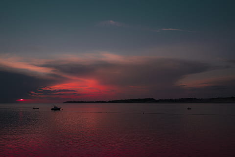 croatia, tar, lanterna, mood, lights, sea, ocean, clouds, sunset HD wallpaper