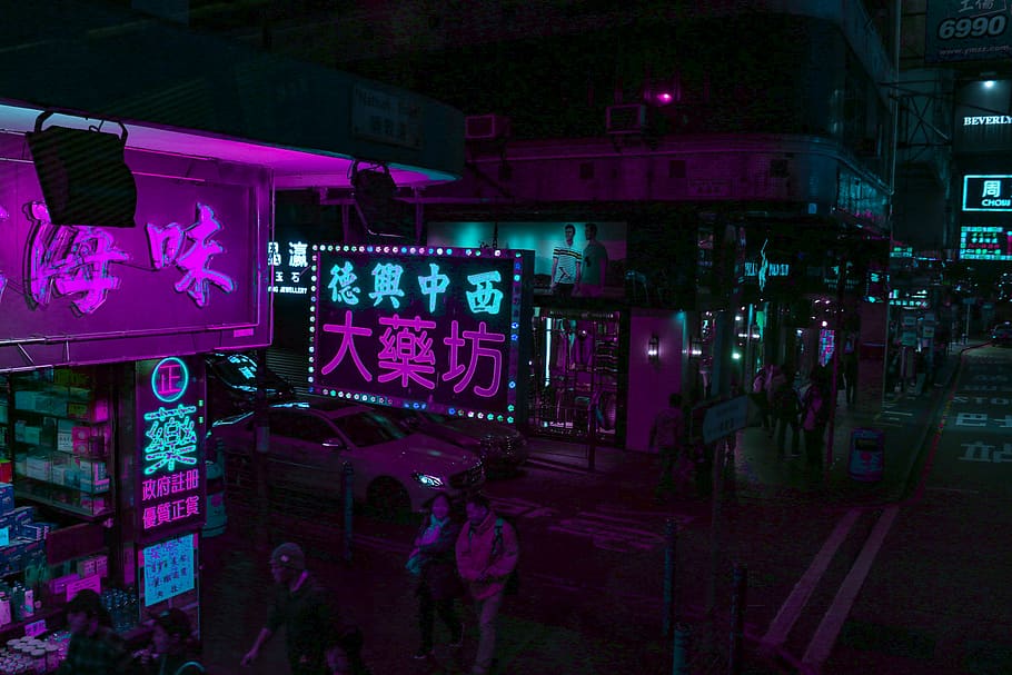 people walking on street during nighttime, city, urban, shop