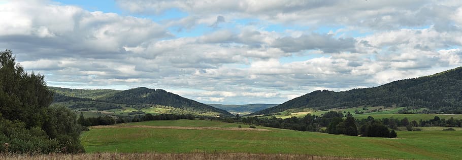 mountains, panorama, landscape, sky, nature, clouds, tourism HD wallpaper