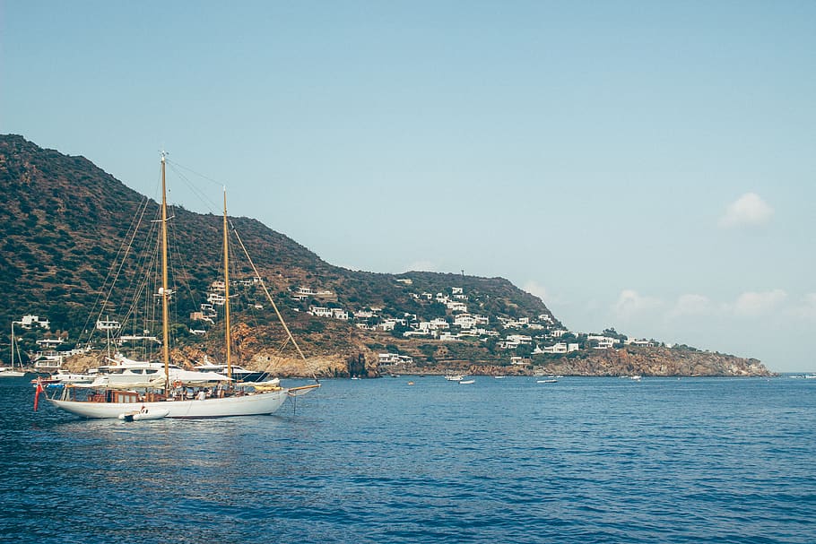 italy, panarea, boat, sea, sicily, water, nautical vessel, transportation, HD wallpaper