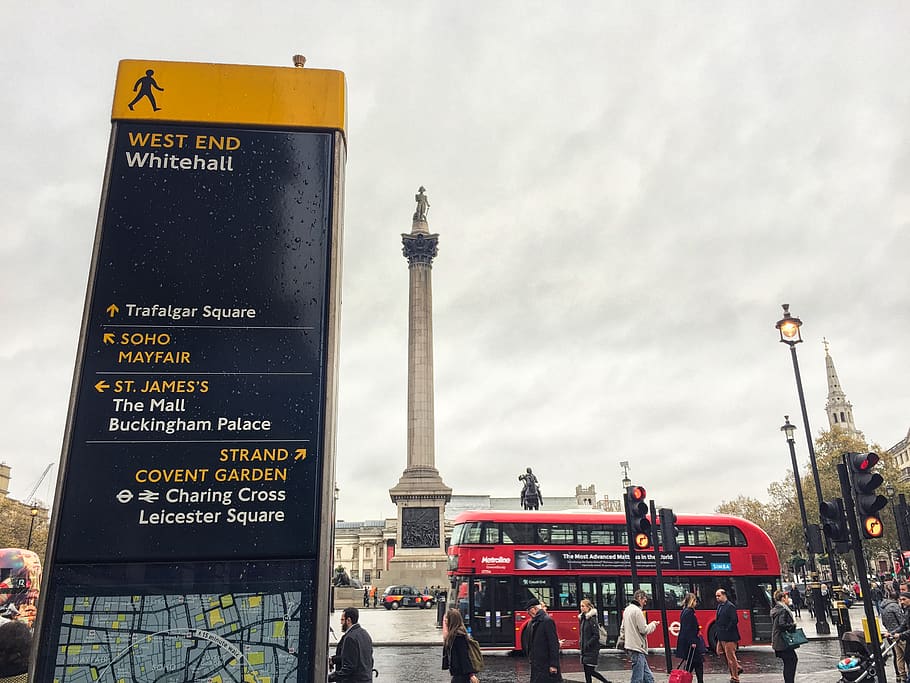 london, united kingdom, trafalgar square (stop x), traffic, HD wallpaper