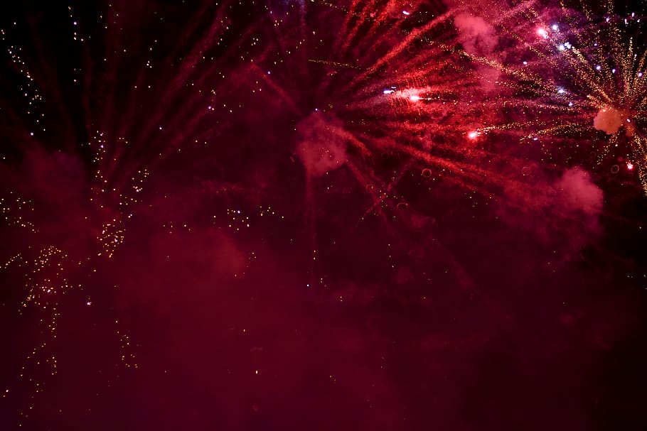 fireworks display, nature, outdoors, night, light, flare, lighting HD wallpaper