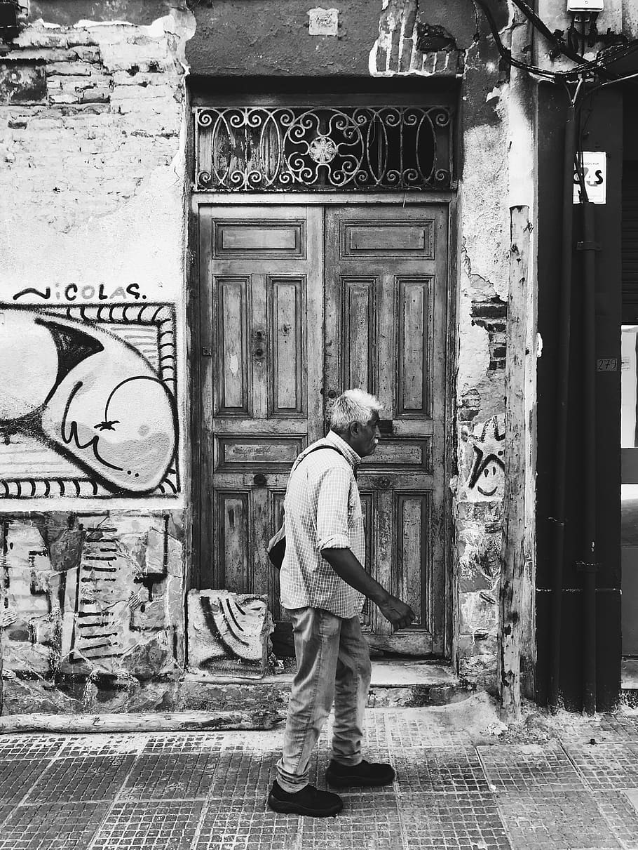 uruguay, montevideo, antique, bandw, bw, door, adventure, street photography, HD wallpaper