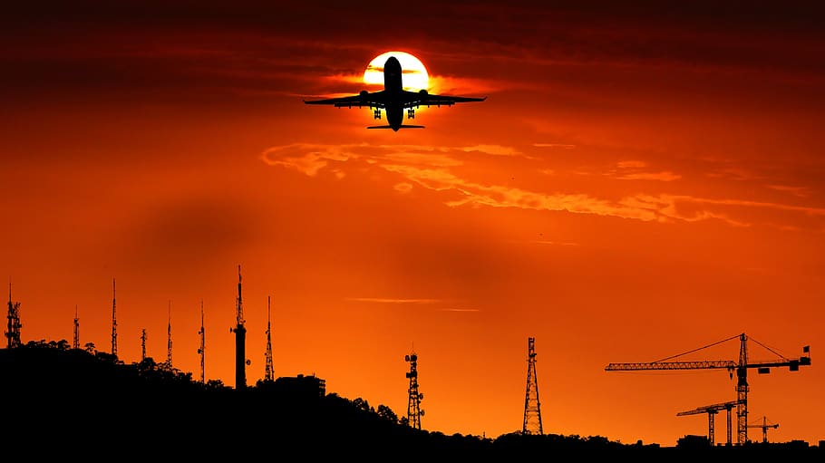 sunset, constructions, tower, communication, architecture, business HD wallpaper