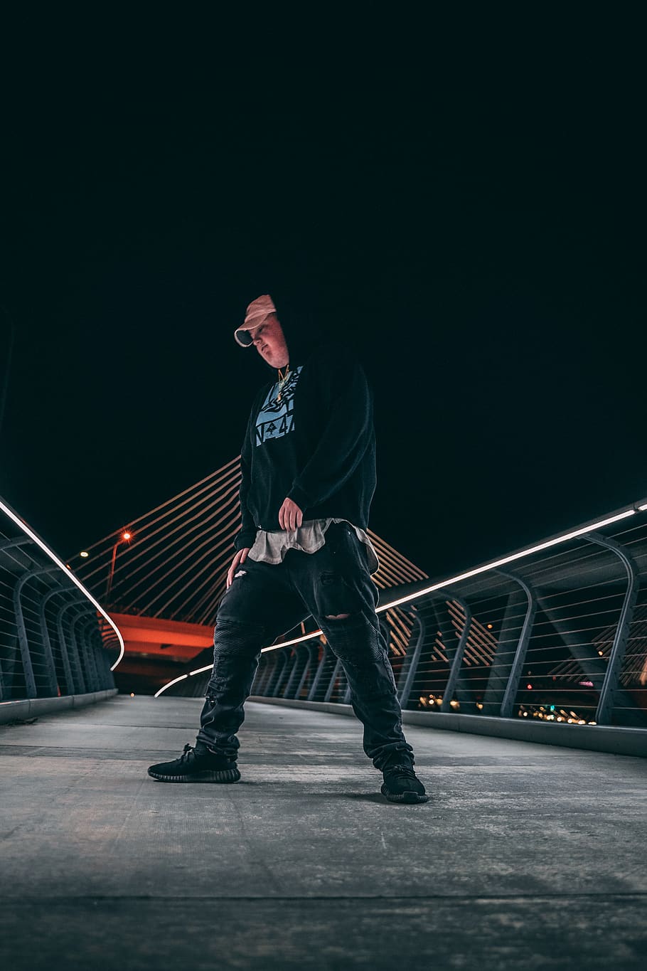 one person, full length, architecture, railing, night, real people HD wallpaper