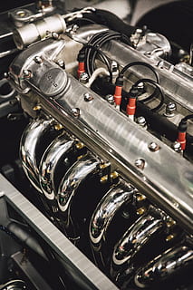 Chrome-colored Vehicle Engine, auto, automatic, automobile, automotive HD wallpaper