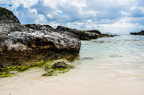 tulum, mexico, rocks, water, hdr, sky, beach, rock - object HD wallpaper