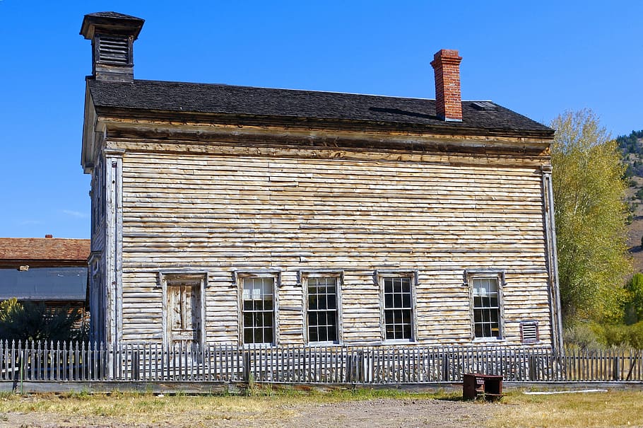 bannack abandoned school, montana, ghost town, old west, america, HD wallpaper