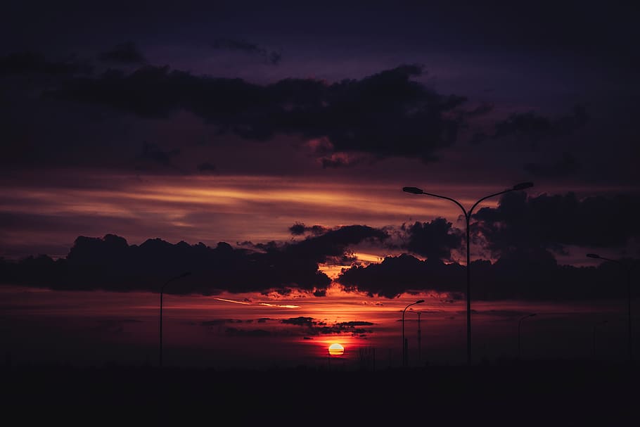 clouds, sky, sunset, dark, silhouette, cloud - sky, beauty in nature HD wallpaper