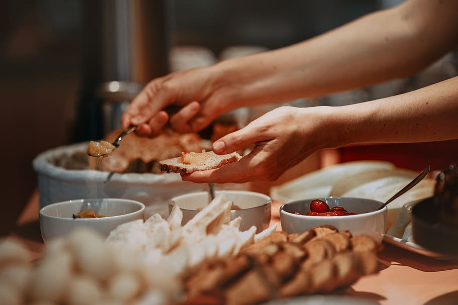 person preparing sandwich, human, finger, food, meal, sweets HD wallpaper