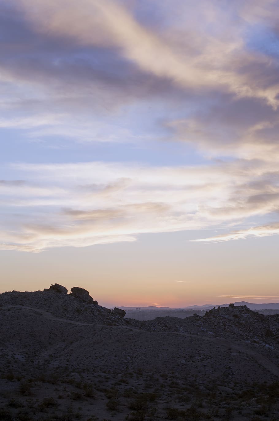 united states, apple valley, cloudscape, mountain range, dirt HD wallpaper