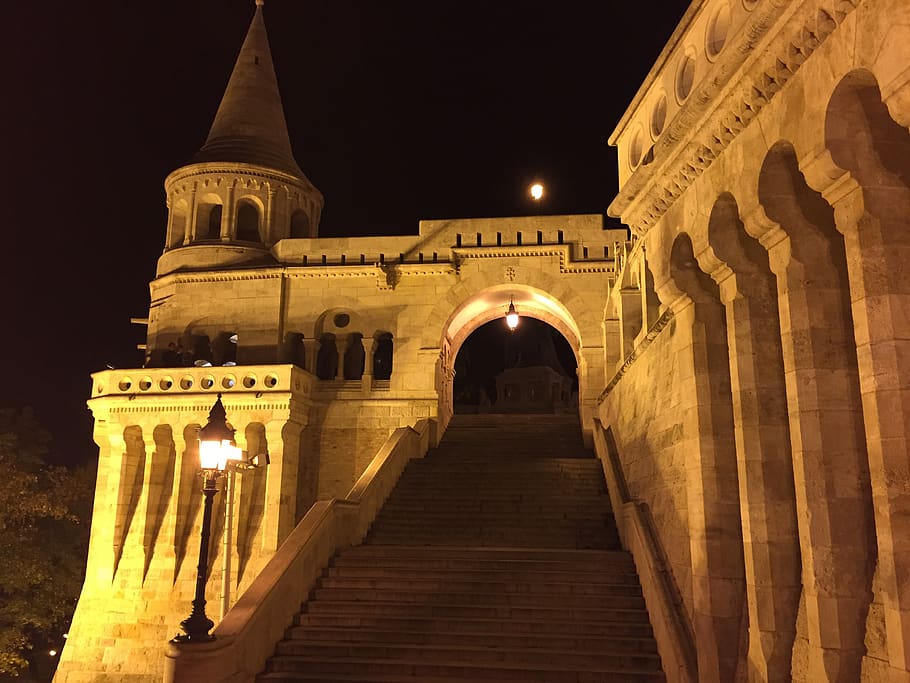 budapest, hungary, night, architecture, bastei, fishermen's bastion HD wallpaper
