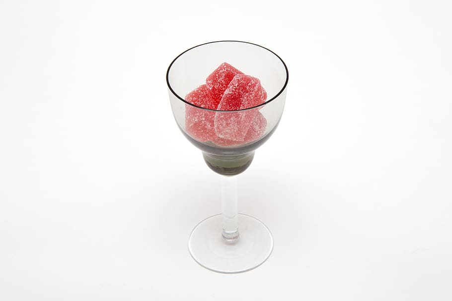 glass, table, white, red, candy, sweet, food and drink, white background HD wallpaper