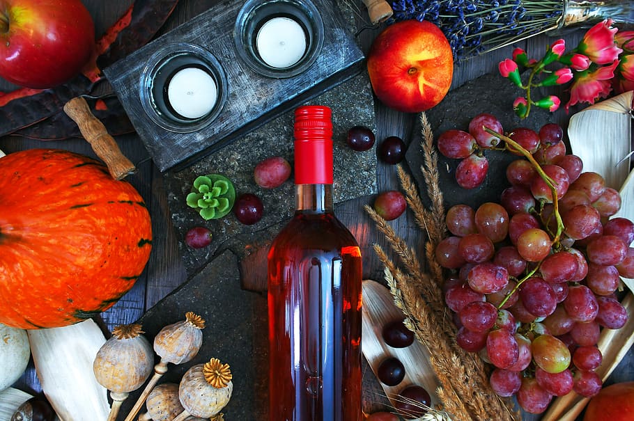 wine, wine bottle, drink, alcohol, red wine, mood, autumn, autumn mood HD wallpaper