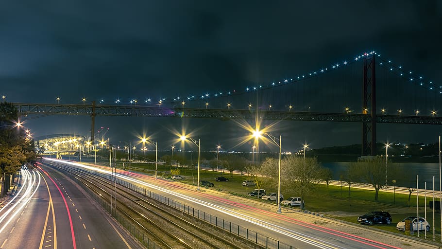 portugal, lisboa, ponte 25 de abril, light, lantern, bridge, HD wallpaper