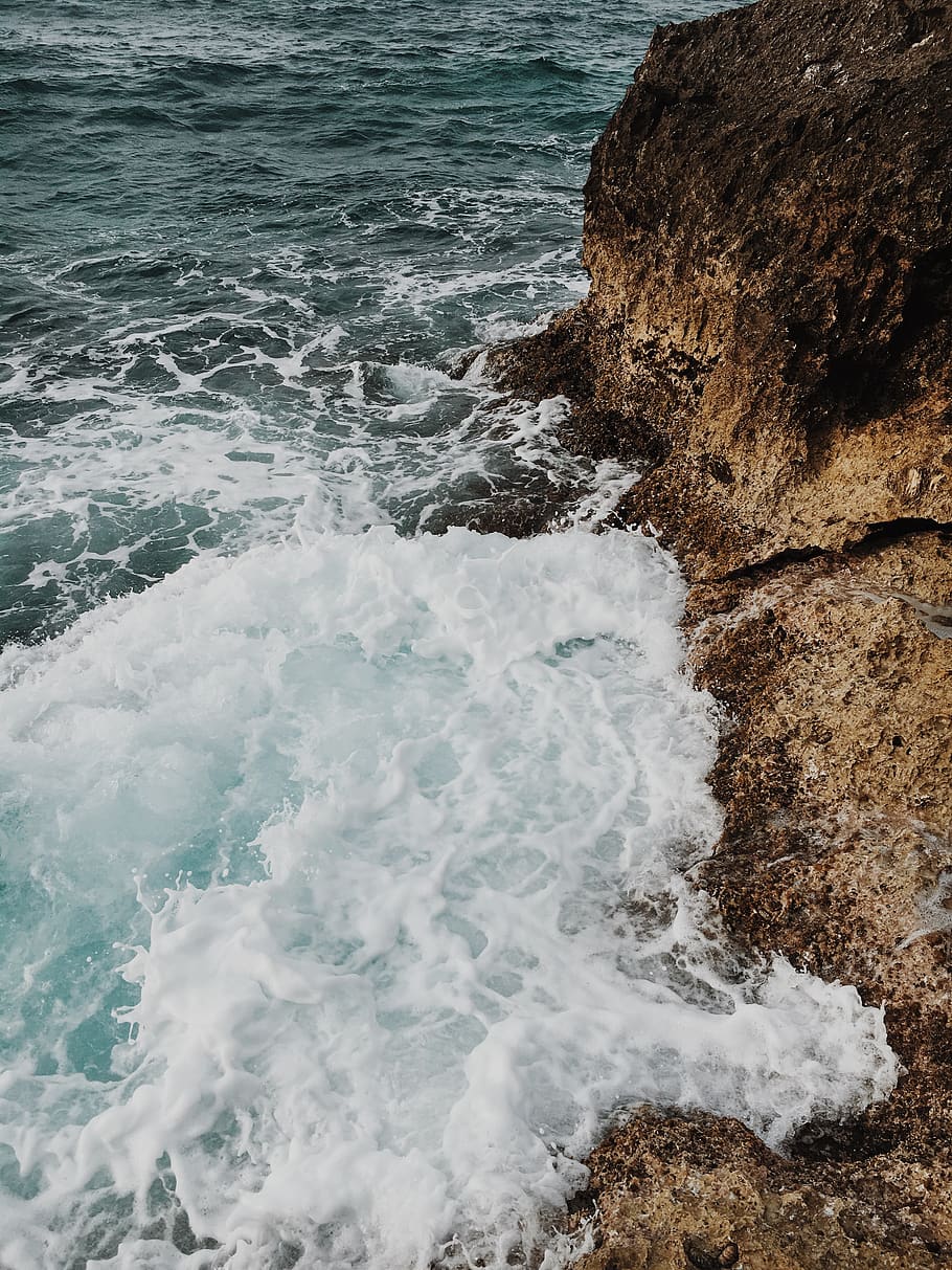 sea, water, motion, wave, aquatic sport, rock, beauty in nature HD wallpaper