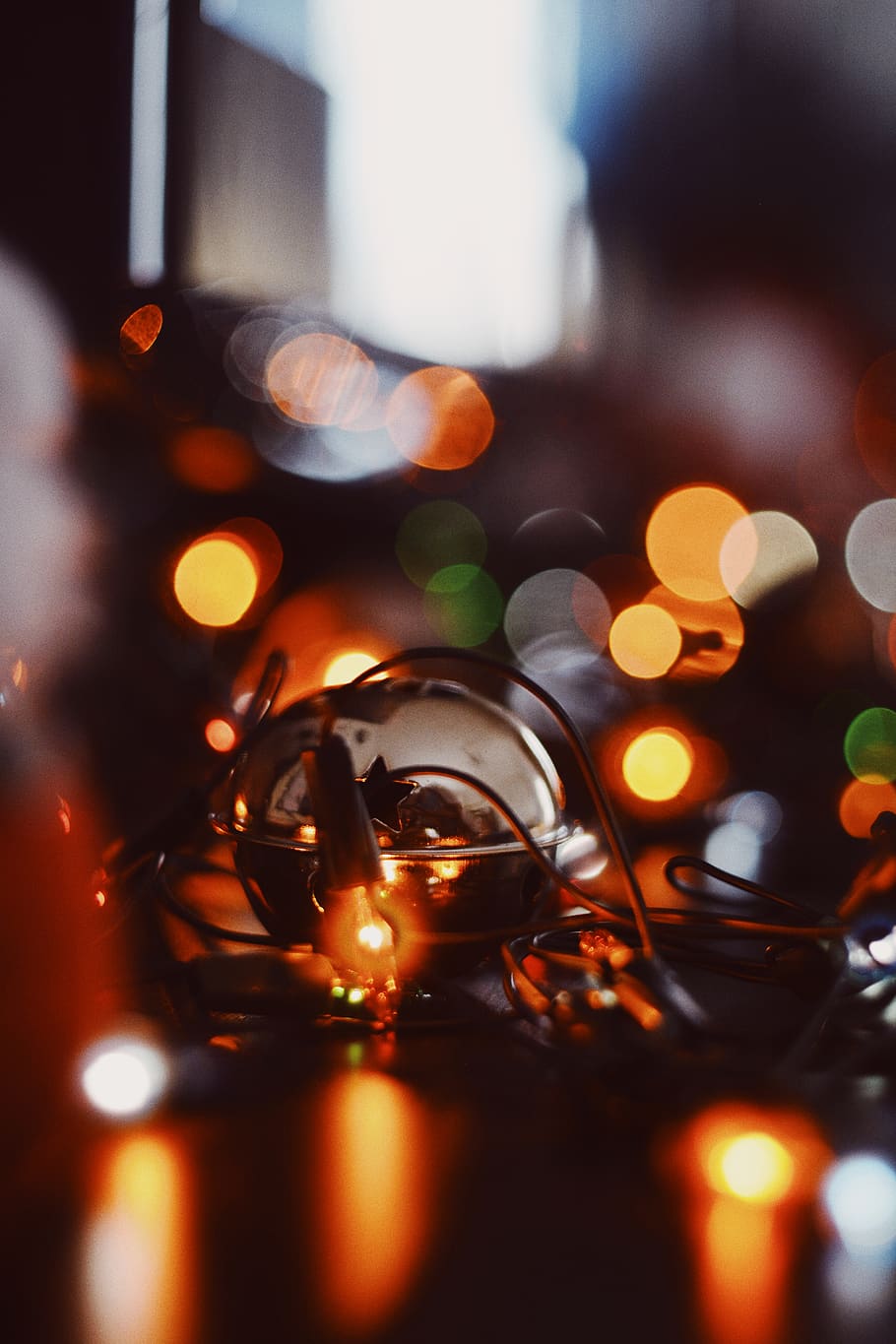string lights lighted on black surface, lighting, flare, headlight HD wallpaper