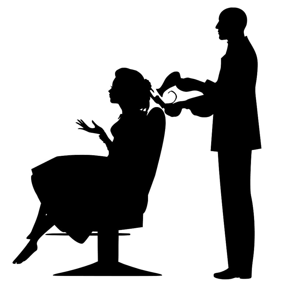 Woman getting her hair done., hairdresser, hairstylist, silhouette