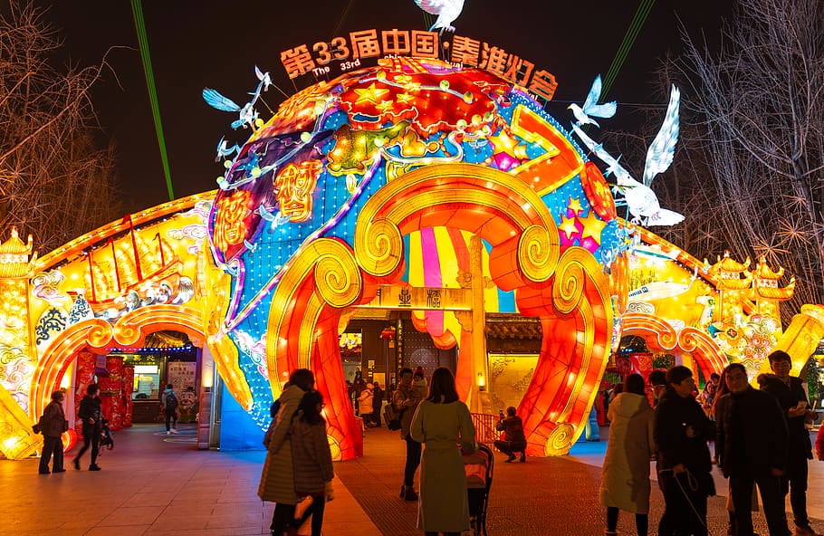 festival, person, crowd, human, nanjing, china, fuzimiao, theme park, HD wallpaper
