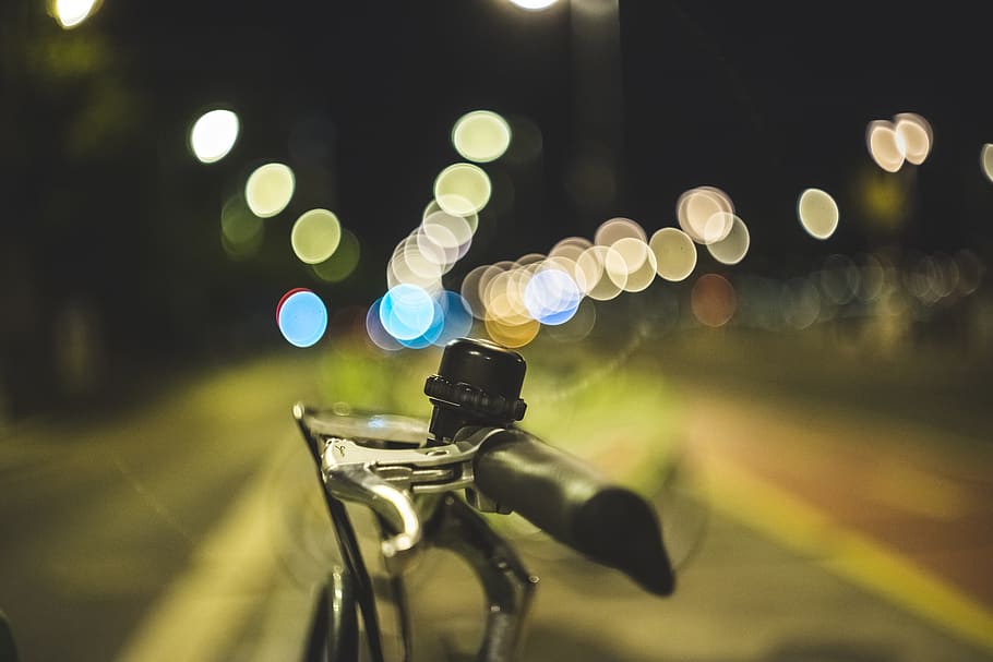 hungary, budapest, illuminated, night, no people, bicycle, focus on foreground HD wallpaper