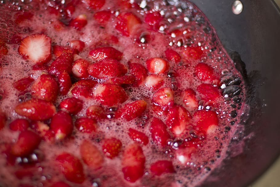 jam, strawberry, fruit, food and drink, red, berry fruit, healthy eating HD wallpaper