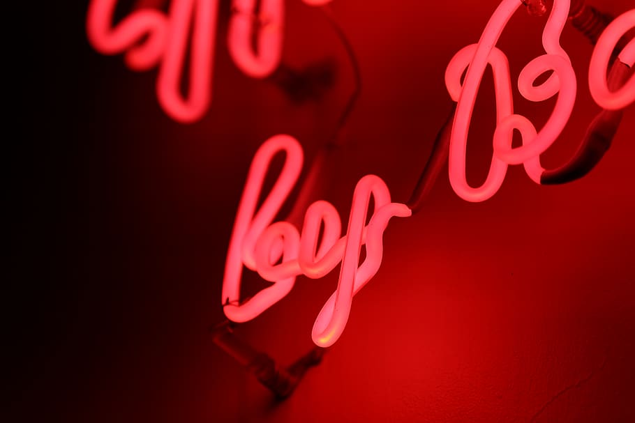 red LED strip, neon, illuminated, text, communication, no people HD wallpaper