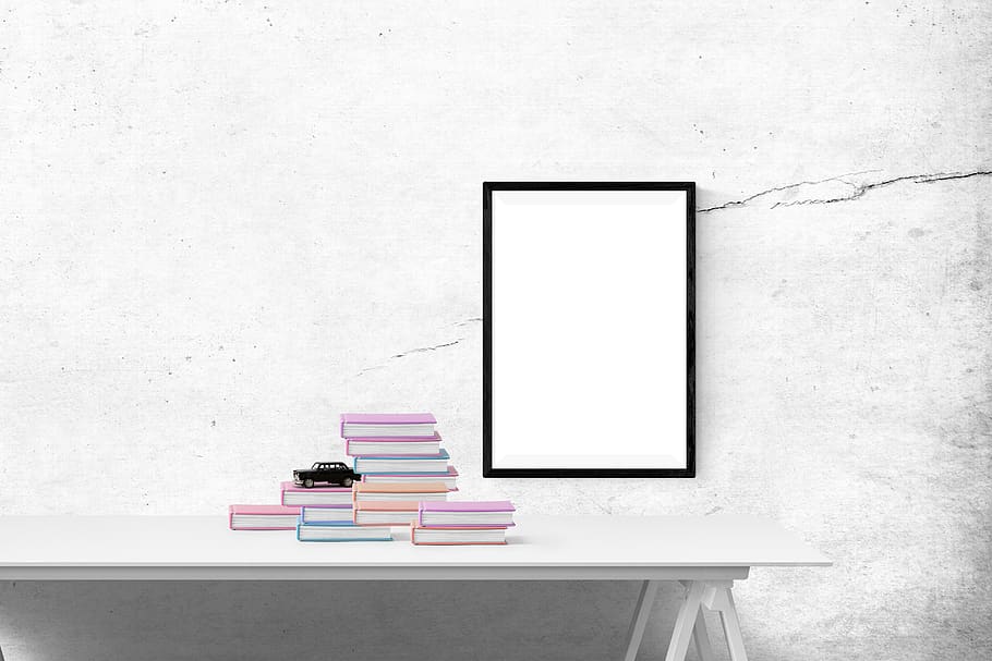 poster mockup, book, wall, frame, template, interior, canvas HD wallpaper