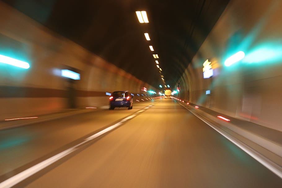 tunnel, speed, lights, illuminated, transportation, motion HD wallpaper