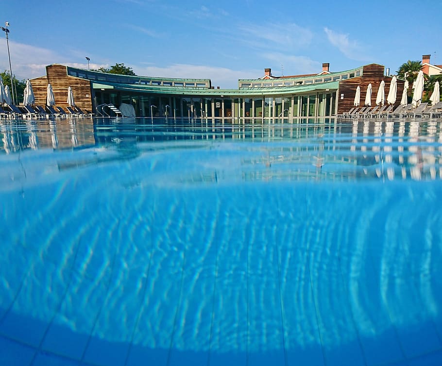 pool, travel, relax, blue, sky, photos, art, swimming pool HD wallpaper