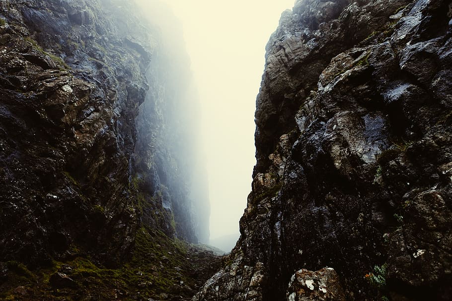 rocks, trail, path, trek, sky, fog, nature, scenics - nature HD wallpaper