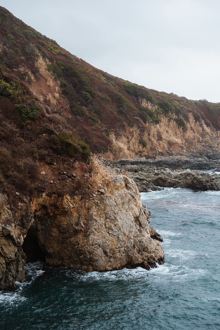 big sur, ocean, cliff, water, rock, beauty in nature, sky, sea HD wallpaper