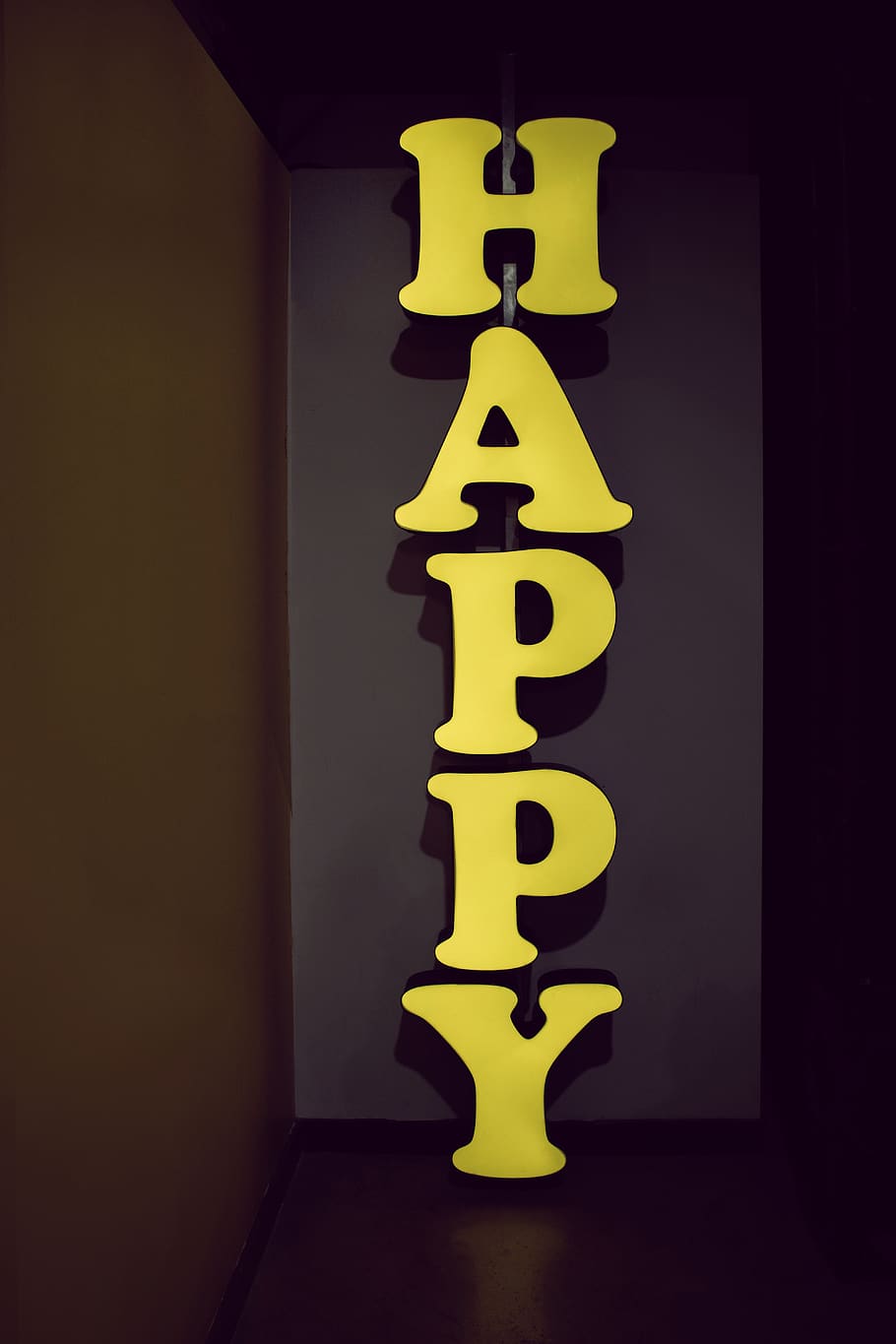 yellow happy text, indoors, wall - building feature, no people HD wallpaper