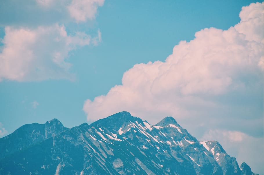 mountain range, outdoors, nature, peak, weather, cumulus, sky HD wallpaper