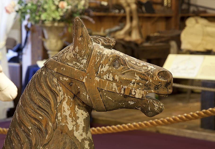 ride, horse, object, park, kid, wooden, focus on foreground HD wallpaper