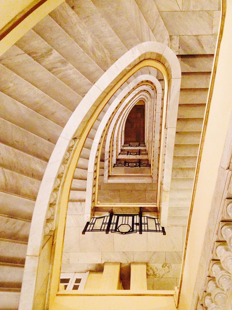 spain, madrid, hight, art, pattern, perspective, stairs, architecture HD wallpaper