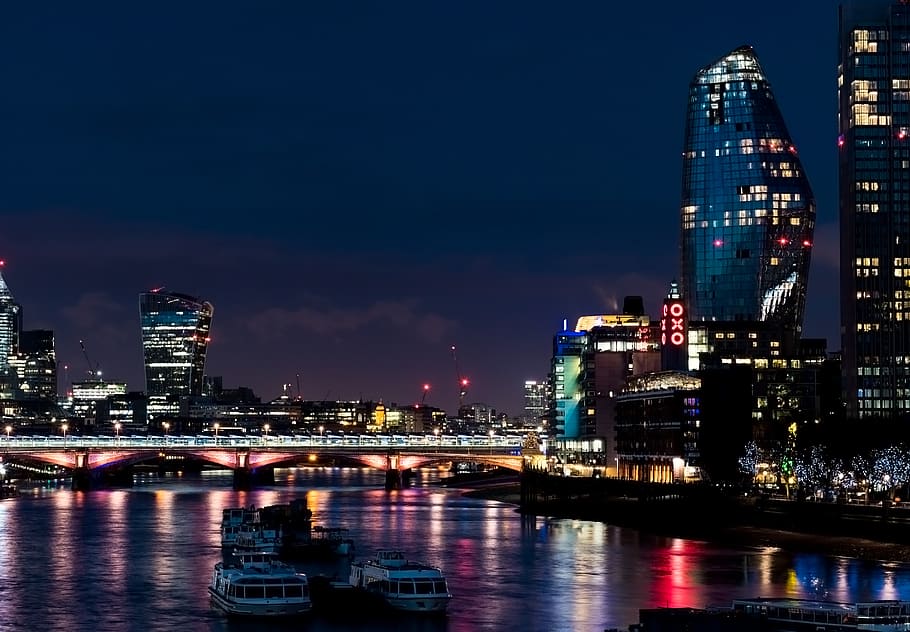 cityscape at night, metropolis, building, urban, town, transportation HD wallpaper