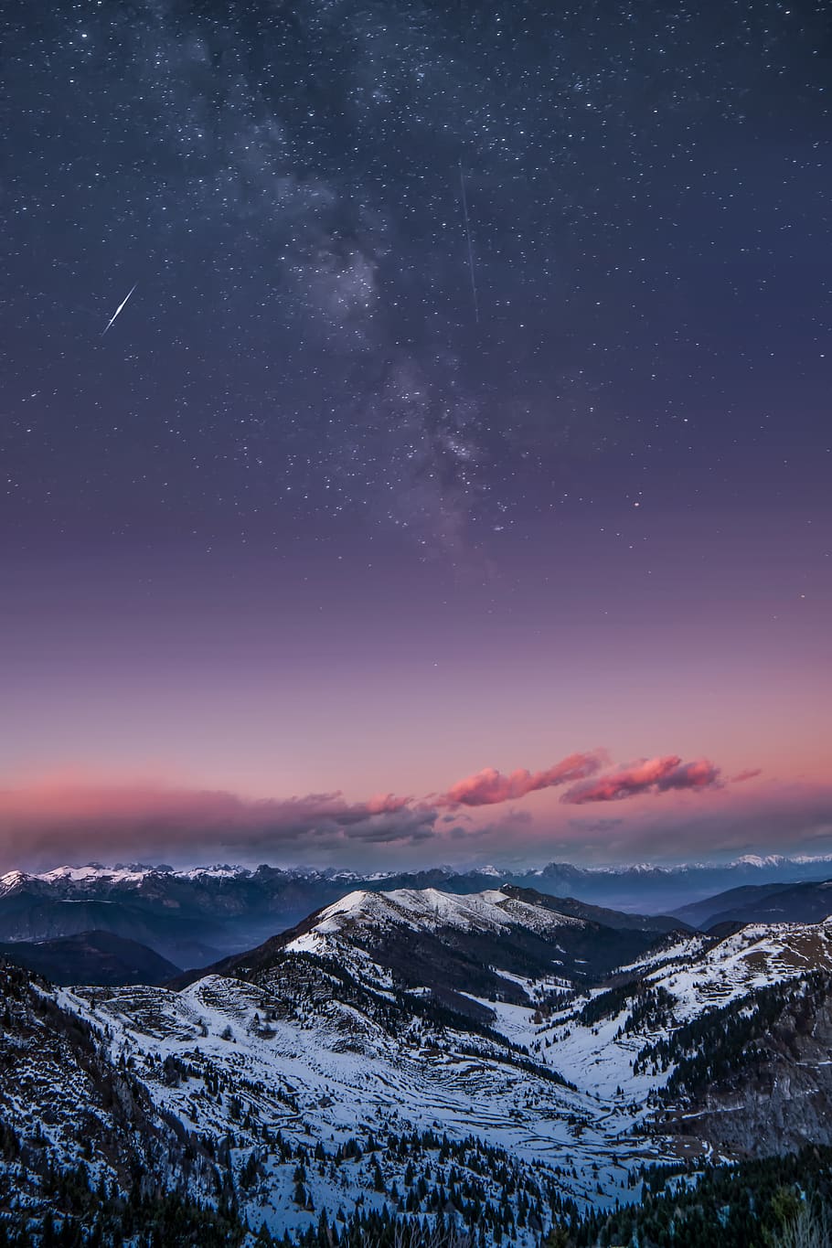 snowy mountain during nighttime, scenics - nature, beauty in nature HD wallpaper