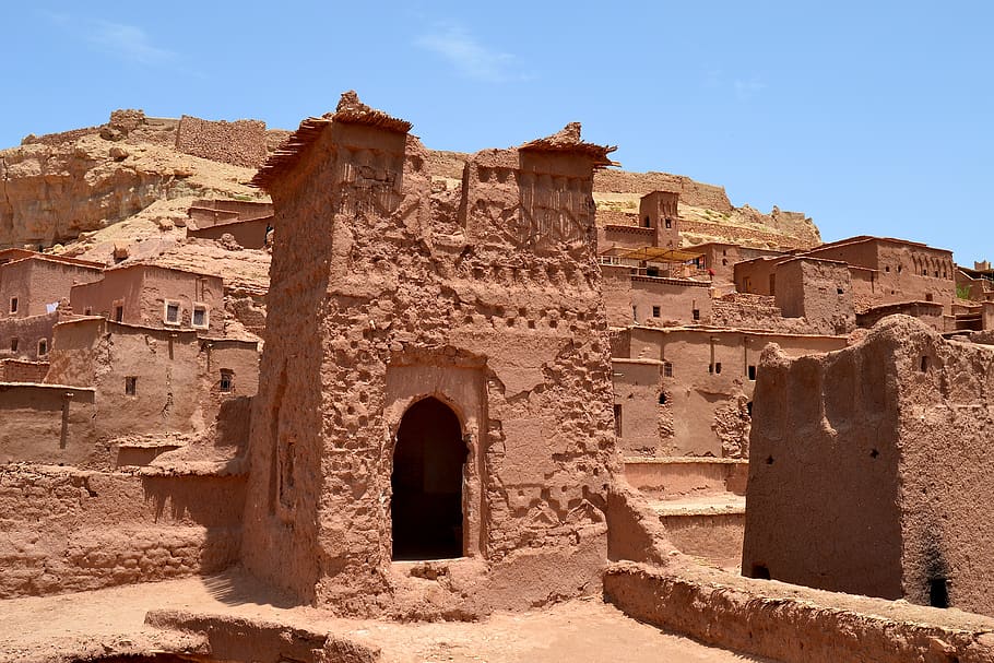 morocco, aït benhaddou, old village, desert, built structure