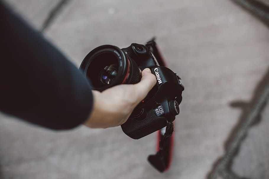 black Canon DSLR camera, electronics, photography, person, human HD wallpaper